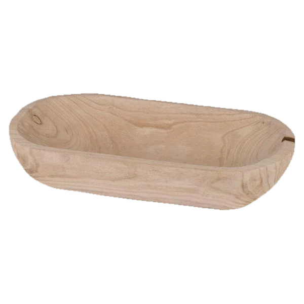 Natural paulownia wood oval bowl